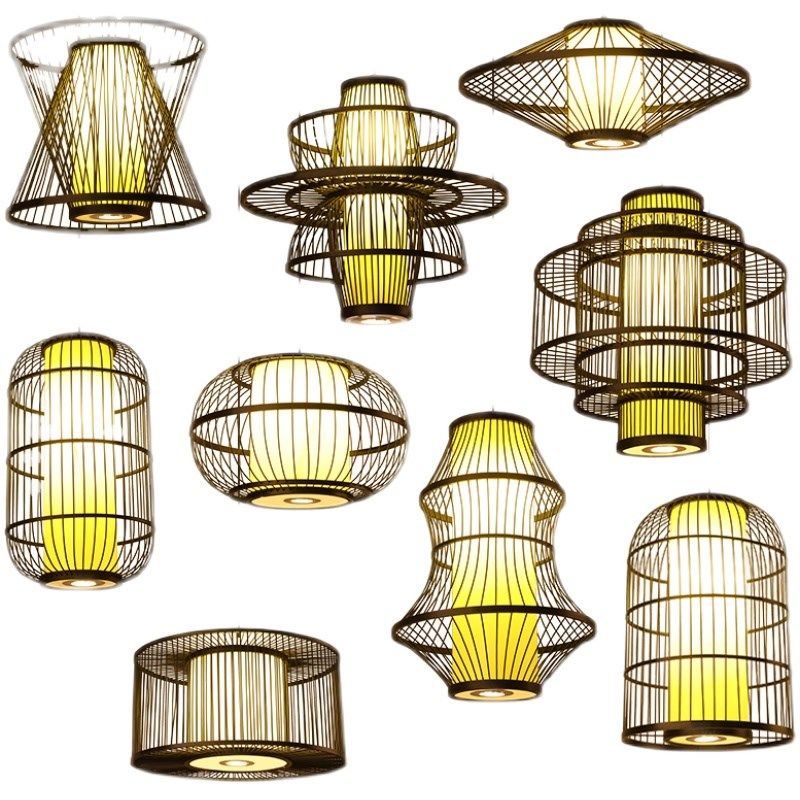 新中式鸟笼吊灯包厢禅意茶室竹艺灯笼创意餐厅饭店火锅店灯带射灯,淘宝优惠券,粉丝福利购,淘宝优惠卷