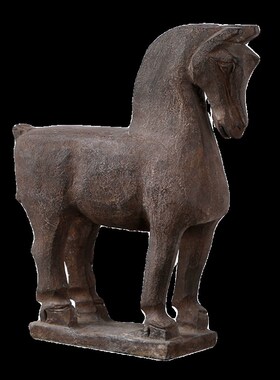 青石汉马新中式复古玄关条案搭配酒柜摆件装饰品艺术石头工艺品