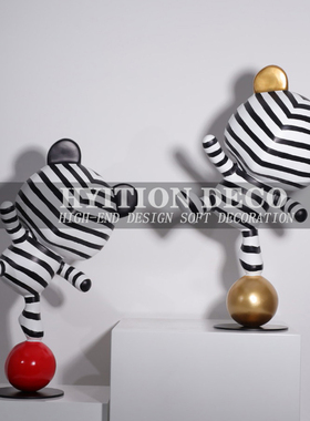 卡通大型雕塑样板间客厅落地大摆件熊售楼处酒店大堂轻奢软装饰品