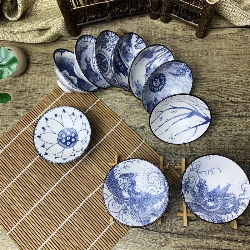 青花斗笠杯茶杯陶瓷杯家用功夫茶杯主人杯茶杯单个小杯子杯架茶具,淘宝优惠券,粉丝福利购,淘宝优惠卷