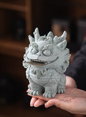 青砂文创麒麟摆件吞金兽办公室桌面造景装饰品招财可爱瑞兽礼品
