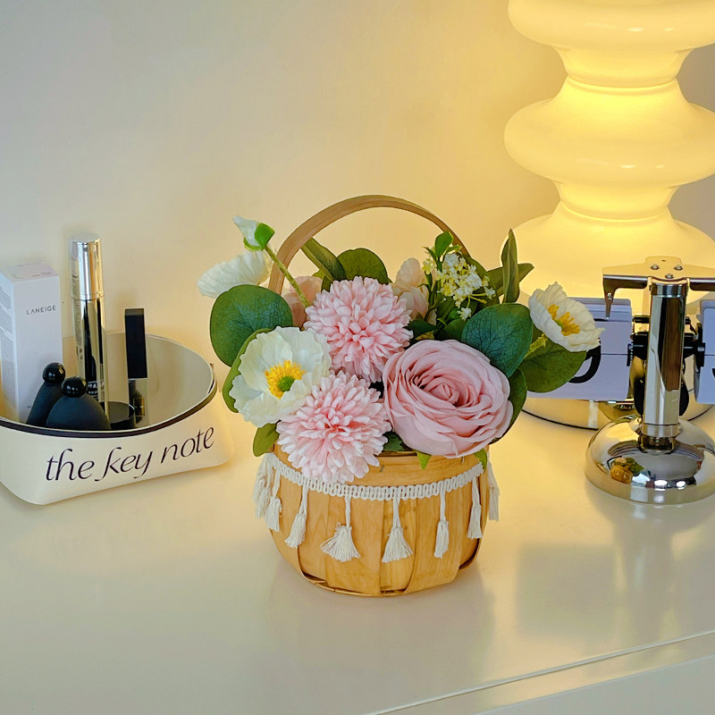 高档插花花篮假花向日葵乔迁之喜开业客厅装饰花卉仿真花摆设摆件,淘宝优惠券,粉丝福利购,淘宝优惠卷