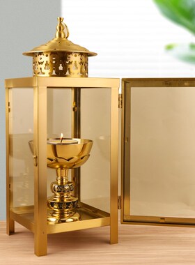 纯铜油灯酥油灯灯盏防风油灯盏室外点灯罩寺庙长明灯神明佛前供灯