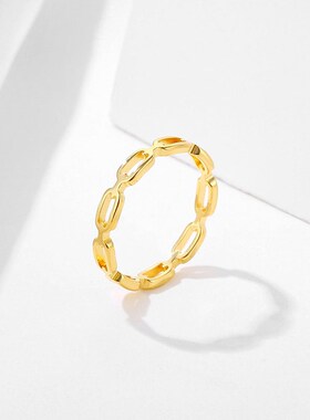 Laser Cut Titanium Steel Chain Ring Women Ins Distinctive Sq