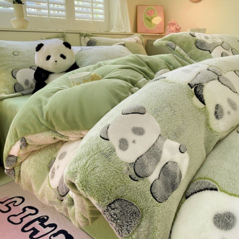 冬卡通加厚保暖四件可爱橘子雪花绒少女心被宿舍三件,淘宝优惠券,粉丝福利购,淘宝优惠卷