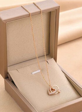 New Small Fresh Diamond Love Ring Pendant Titanium Steel Nec