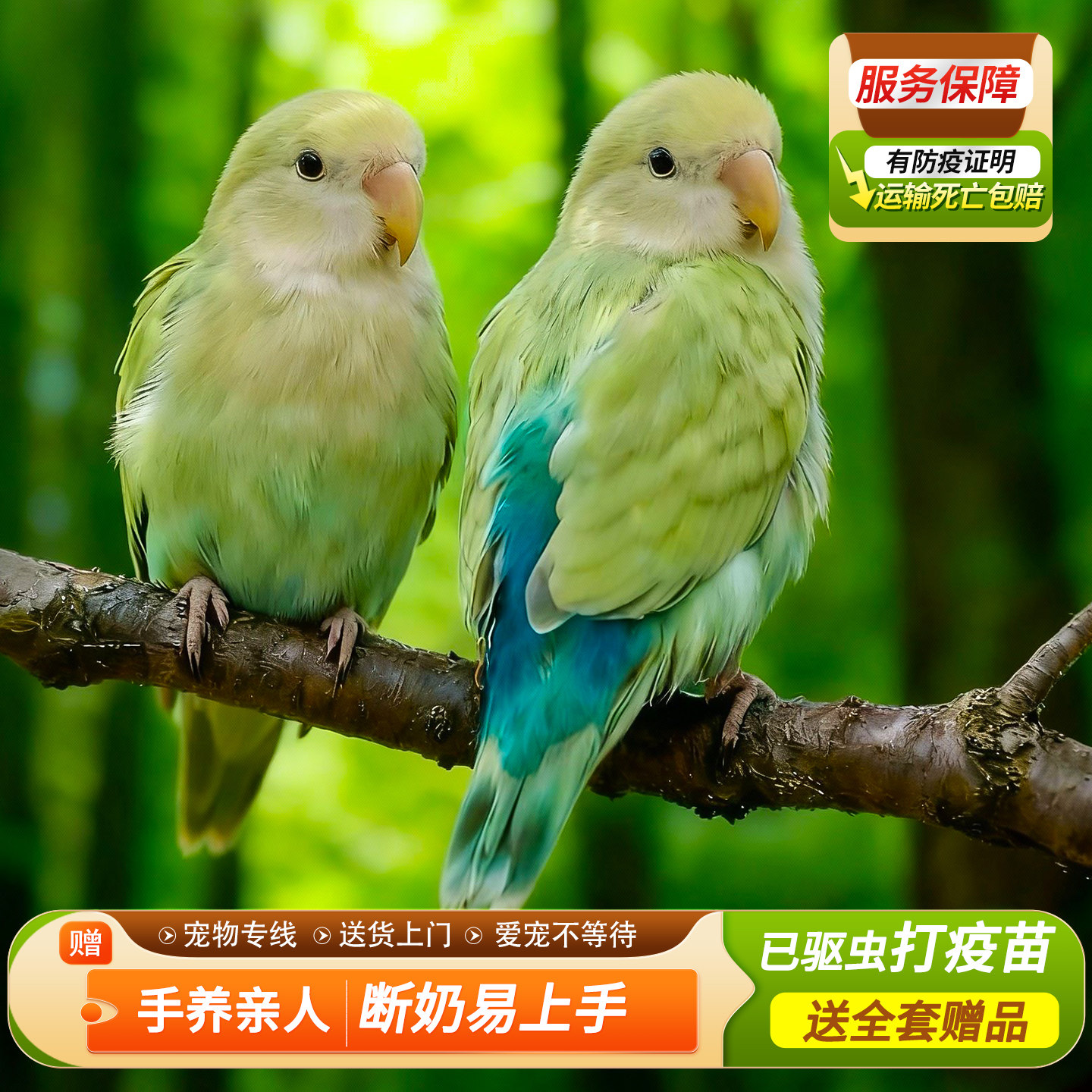 【送货上门】费氏牡丹鹦鹉活鸟幼鸟手养爱情鸟一公一母非半毛雏鸟,淘宝优惠券,粉丝福利购,淘宝优惠卷