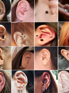 2PCS Surgical Steel Heart Ear Tragus Cartilage Piercing Mix