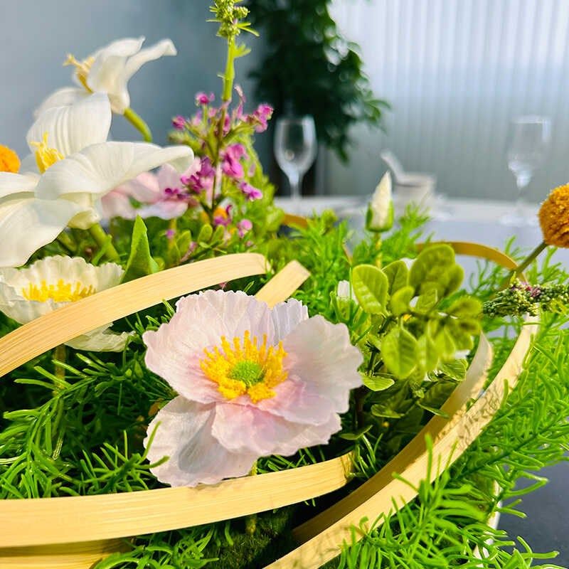 酒店餐桌花摆花仿真花假花摆设大圆桌中间摆件餐厅包厢转盘装饰花,淘宝优惠券,粉丝福利购,淘宝优惠卷