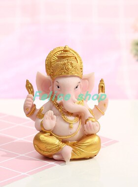 Gold Lord Ganesha Buddha Statue Elephant God Sculptures Gane