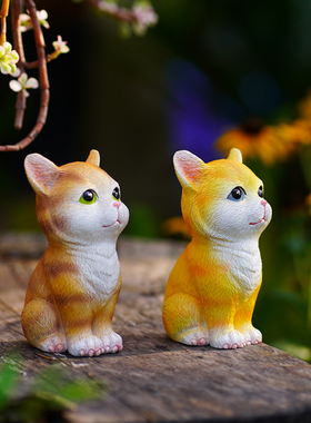 九尾猫咪花盆景装饰小摆件可爱九尾狐狸猴尾柱多肉花园微景观造景