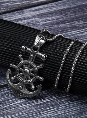 Fashion titanium steel pendant anchor titanium steel necklac