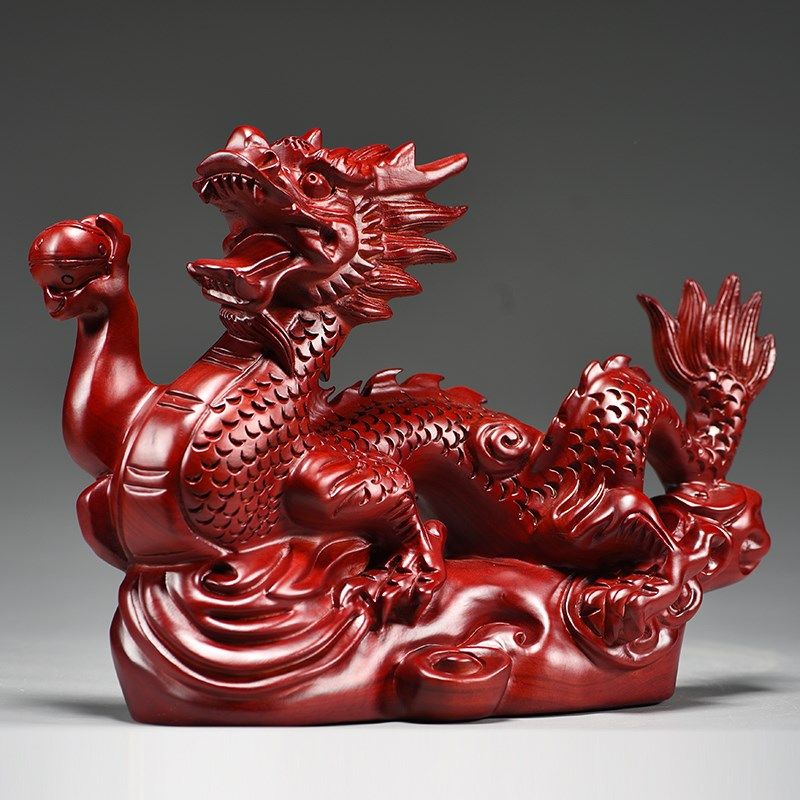 红花梨木雕龙摆件纯实木质生肖龙形工艺品办公室家饰红木礼品摆设,淘宝优惠券,粉丝福利购,淘宝优惠卷