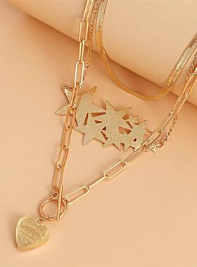 Retro fashion multi-layered simple love five-pointed star pe