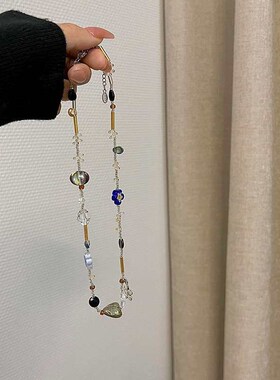 ins tide cool wind tassel flower crystal gravel beaded neckl