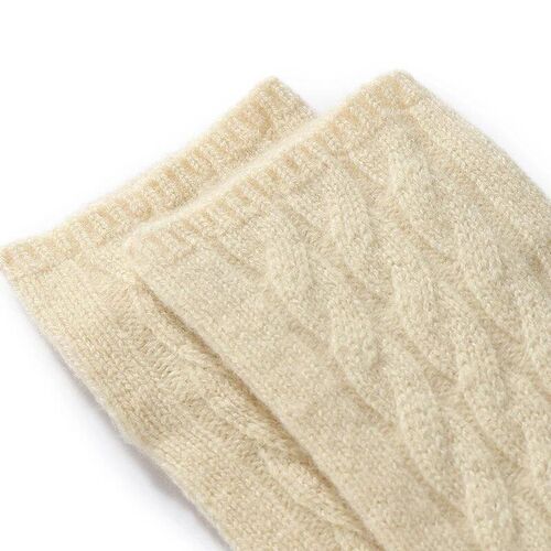 Winter Wool Twisted Short Fingerless Gloves For Women Solid - 图3
