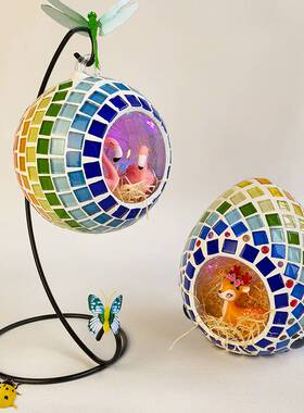 Hand made DIY Mosaic glass candle holder material kindergart