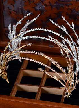 Baroque Crystal Rhinestone  Tassel Leaf Hairband Women Brida