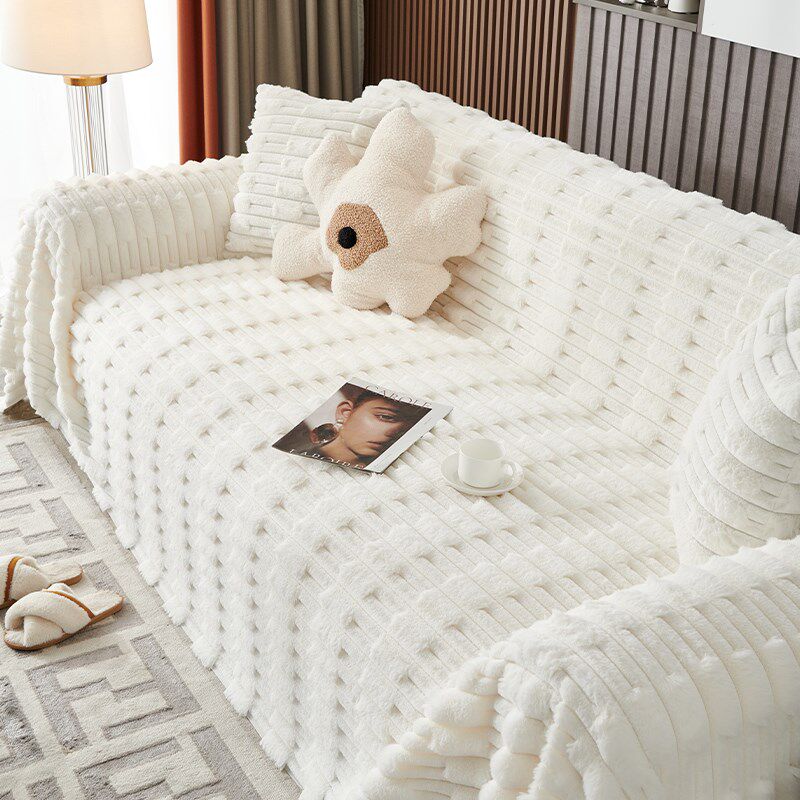 2024新款兔兔绒沙发垫加厚毛绒坐垫子高级感防滑皮沙发套罩盖布巾,淘宝优惠券,粉丝福利购,淘宝优惠卷