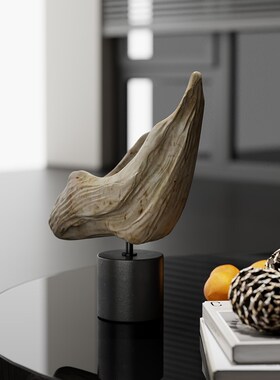 侘寂风复古仿木树根雕艺术装饰品桌面酒柜摆设高档民宿书柜摆件