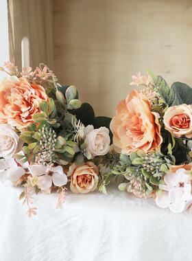 Autumn Artificial Peony Flowers Bride Silk Rose Bouquet DIY
