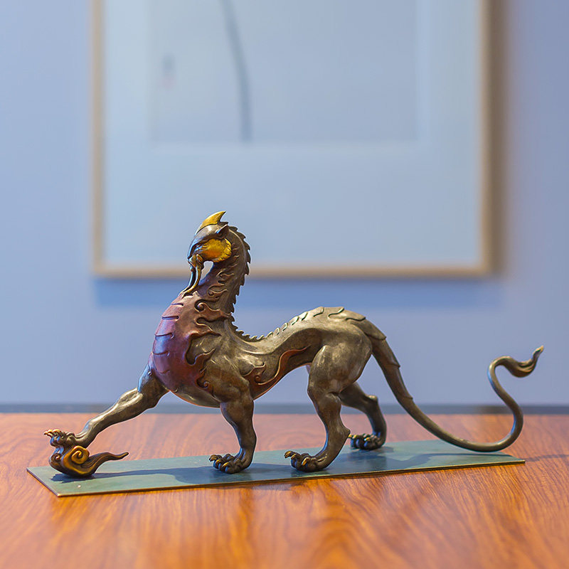 铜之美铜狮子摆件山海经神兽雄狮工艺术品办公室桌装饰礼品送领导,淘宝优惠券,粉丝福利购,淘宝优惠卷