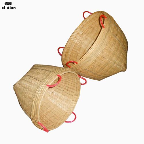 竹编箩筐大小号竹编家用圆形结婚竹筐竹制品簸萁田园纯手工扁担筐 - 图2