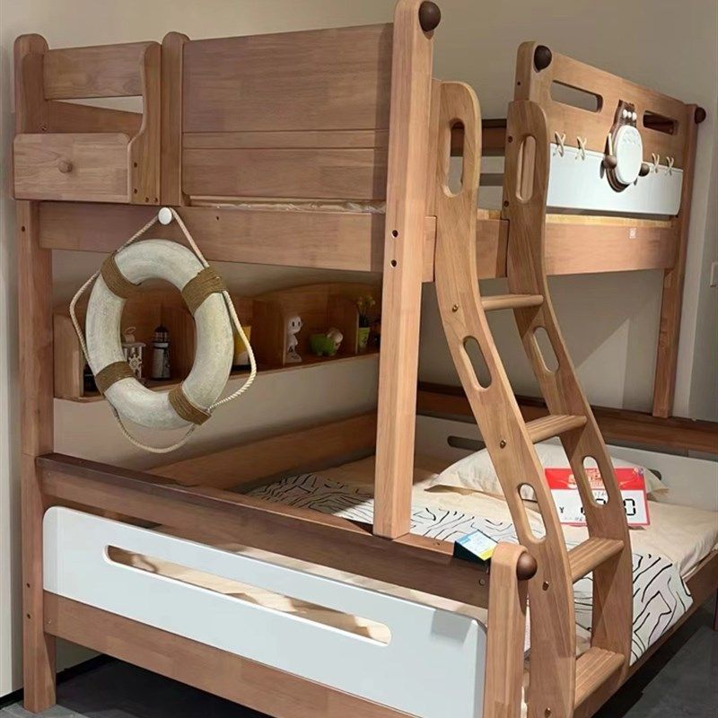 红橡色书架款子母床上下双层护栏床书架步挂梯上下铺宿舍床,淘宝优惠券,粉丝福利购,淘宝优惠卷