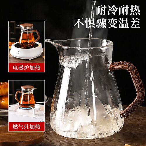 加厚耐热月牙玻璃茶壶带木盖家用茶水分离一体过滤泡花茶绿茶茶具 - 图2