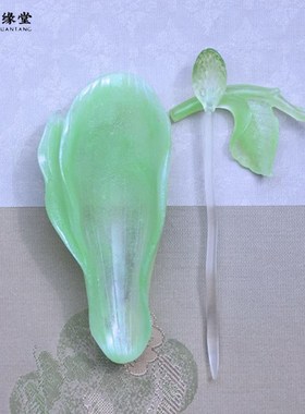 心缘堂琉璃粉彩合一.茶则茶道配件荷叶岩石纹理茶荷茶席布置摆件