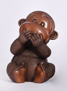 紫铜四不萌猴摆件四不猴铜工艺品家居饰品装饰品礼品生肖吉祥物