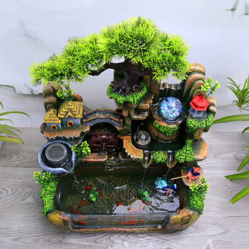 假山招财鱼缸造景客厅家用中小型水族箱循环流水桌面创意小金鱼缸,淘宝优惠券,粉丝福利购,淘宝优惠卷