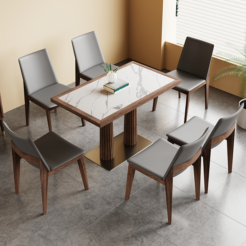 咖啡厅复古实木西餐厅日料店餐饮面馆饭店商用长方型岩板桌椅,淘宝优惠券,粉丝福利购,淘宝优惠卷