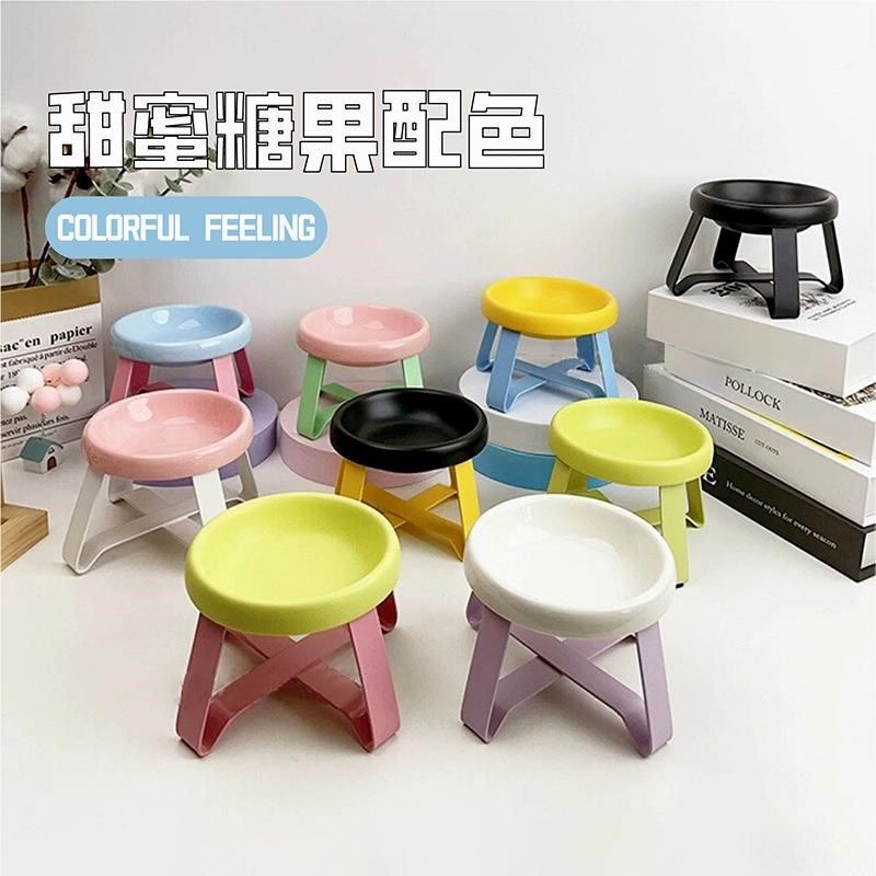 飞碟猫碗宠物碗陶瓷猫碗架保护颈椎斜口猫饭碗宠物铁架水碗狗狗碗,淘宝优惠券,粉丝福利购,淘宝优惠卷