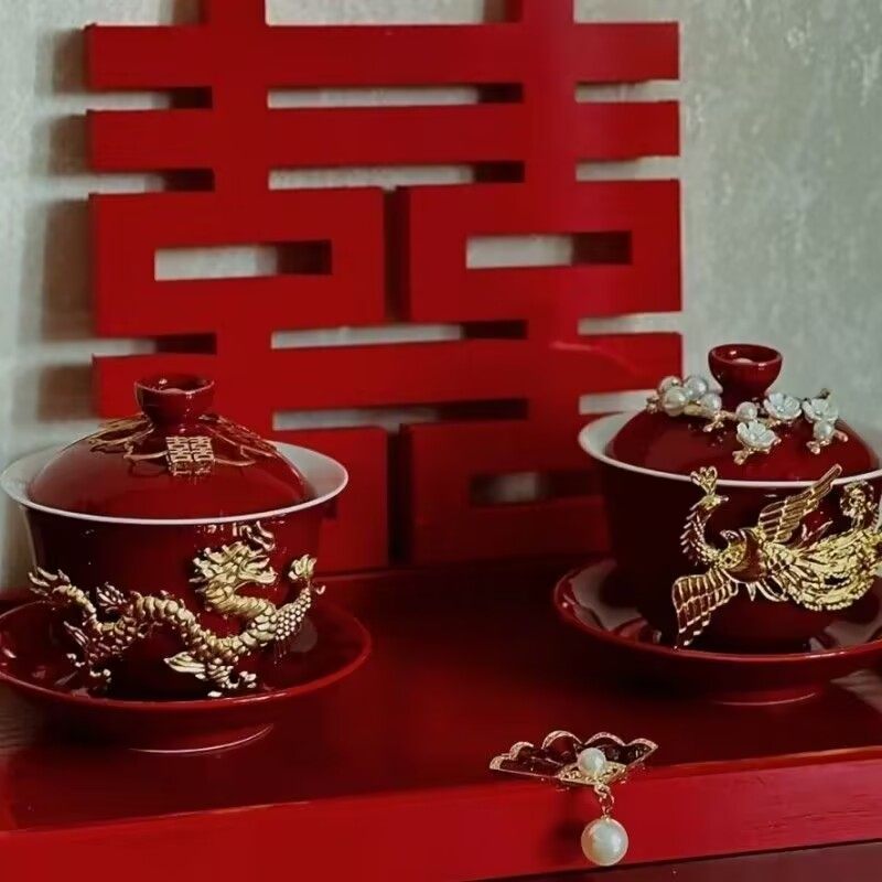 誓约同心敬茶杯婚庆用品陪嫁对杯diy手作装饰陶瓷盖碗敬茶杯结婚,淘宝优惠券,粉丝福利购,淘宝优惠卷