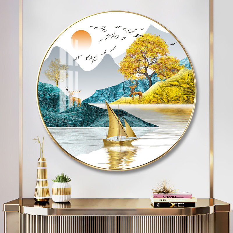 钻石画满钻一帆风顺客厅圆形5d贴砖点钻石绣十字绣2023新款自己贴,淘宝优惠券,粉丝福利购,淘宝优惠卷