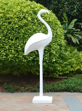 玻璃钢几何火烈鸟雕塑定制学校小区水池婚庆广场公园艺术小鸟摆件