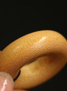 精品纯手工制作天然满鱼籽纹龙血金丝竹平安扣挂件文玩竹雕手把件