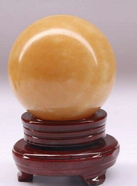 道家师傅 黄玉石水晶球 大号龙珠摆件
