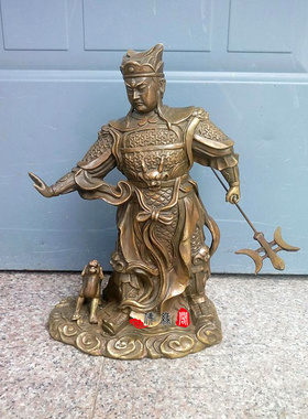 纯铜二郎神杨戬摆件二郎显圣赤城王清源妙铜像工艺品