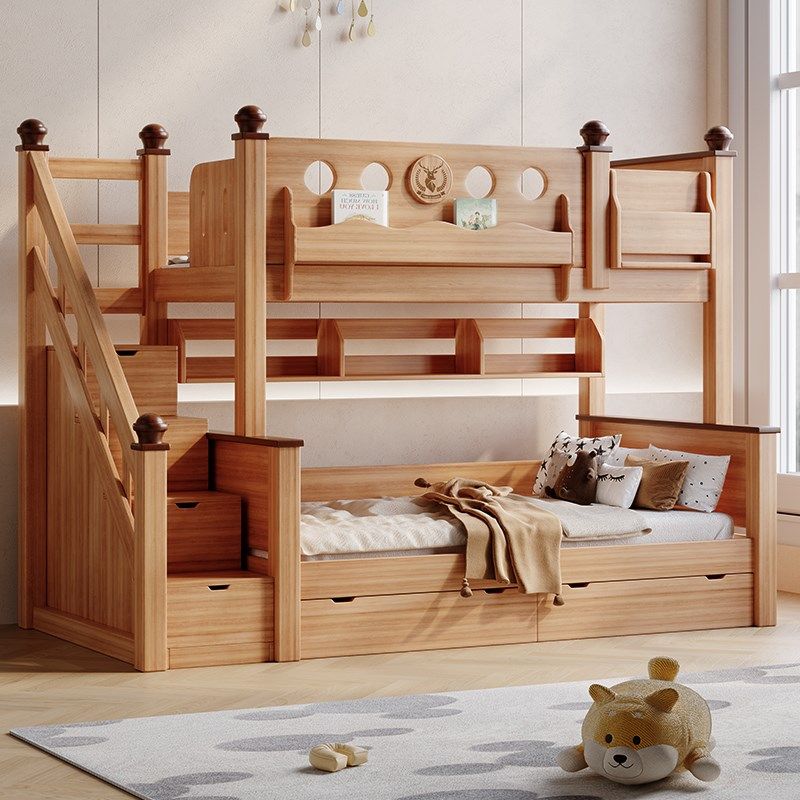 金多喜上下床双层床带书架高低床小户型上下铺床实木儿童床子母床,淘宝优惠券,粉丝福利购,淘宝优惠卷