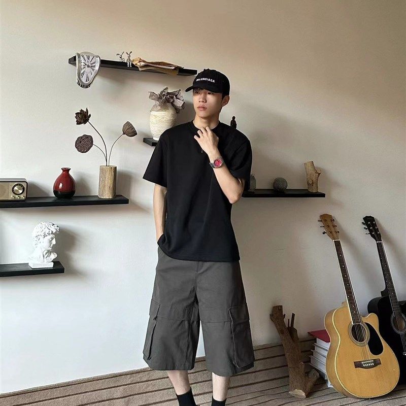 CHOKPOINT 夏季新款廓形立体口袋拼接假两件七分裤工装短裤男,淘宝优惠券,粉丝福利购,淘宝优惠卷