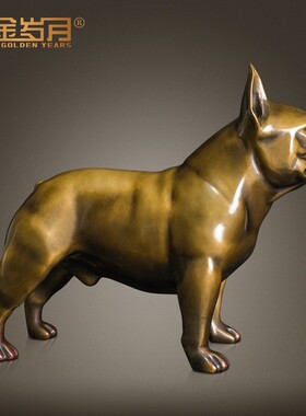 铜法斗犬狗摆件黄铜家居摆设大号客厅办公室金属金属铜雕塑工艺品