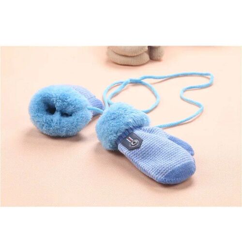 0-3 Years Baby Boys Girls Winter Knitted Gloves Warm Rope Fu - 图3