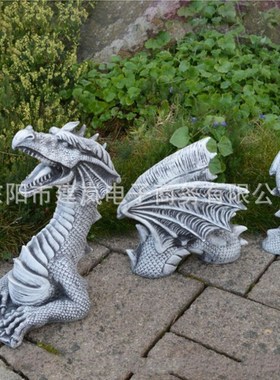 树脂工艺品园艺庭院飞龙摆件黑白三节飞龙雕像花园装饰工艺品摆件