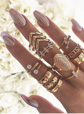 Bohemia Ring Set Women Butterfly Floral Zircon Rings Vintage
