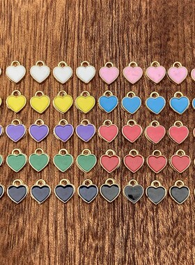 50pcs 87mm Drip Glaze Mini Heart Charms  Craft Supplies