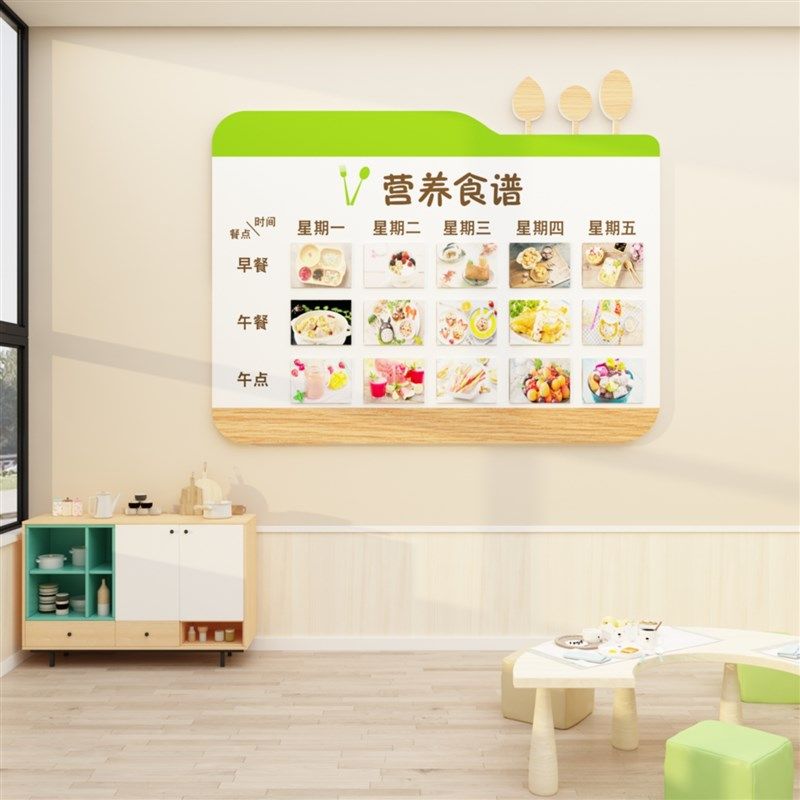 幼儿园食谱墙面贴纸创意午托管中心班级教室菜谱公示栏布置,淘宝优惠券,粉丝福利购,淘宝优惠卷