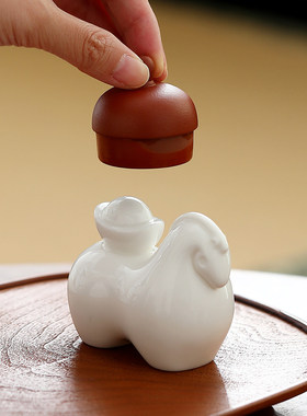 创意招财唐马摆件羊脂玉陶瓷动物马中式客厅书房办公室桌面装饰品