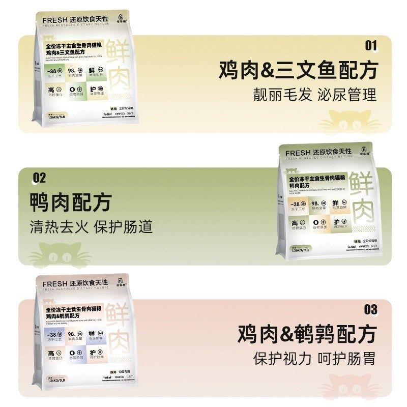 俏客萌全价冻干主食生骨肉鸡肉鸭肉猫粮成猫幼猫通用美毛营养增肥,淘宝优惠券,粉丝福利购,淘宝优惠卷